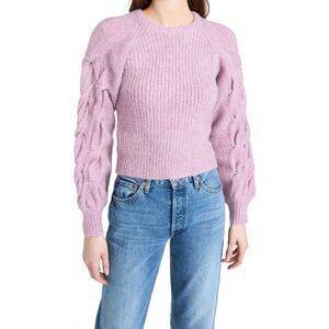 ASTR the Label Lizette Sweater Statement Balloon Sleeve Lilac Large Ribbed